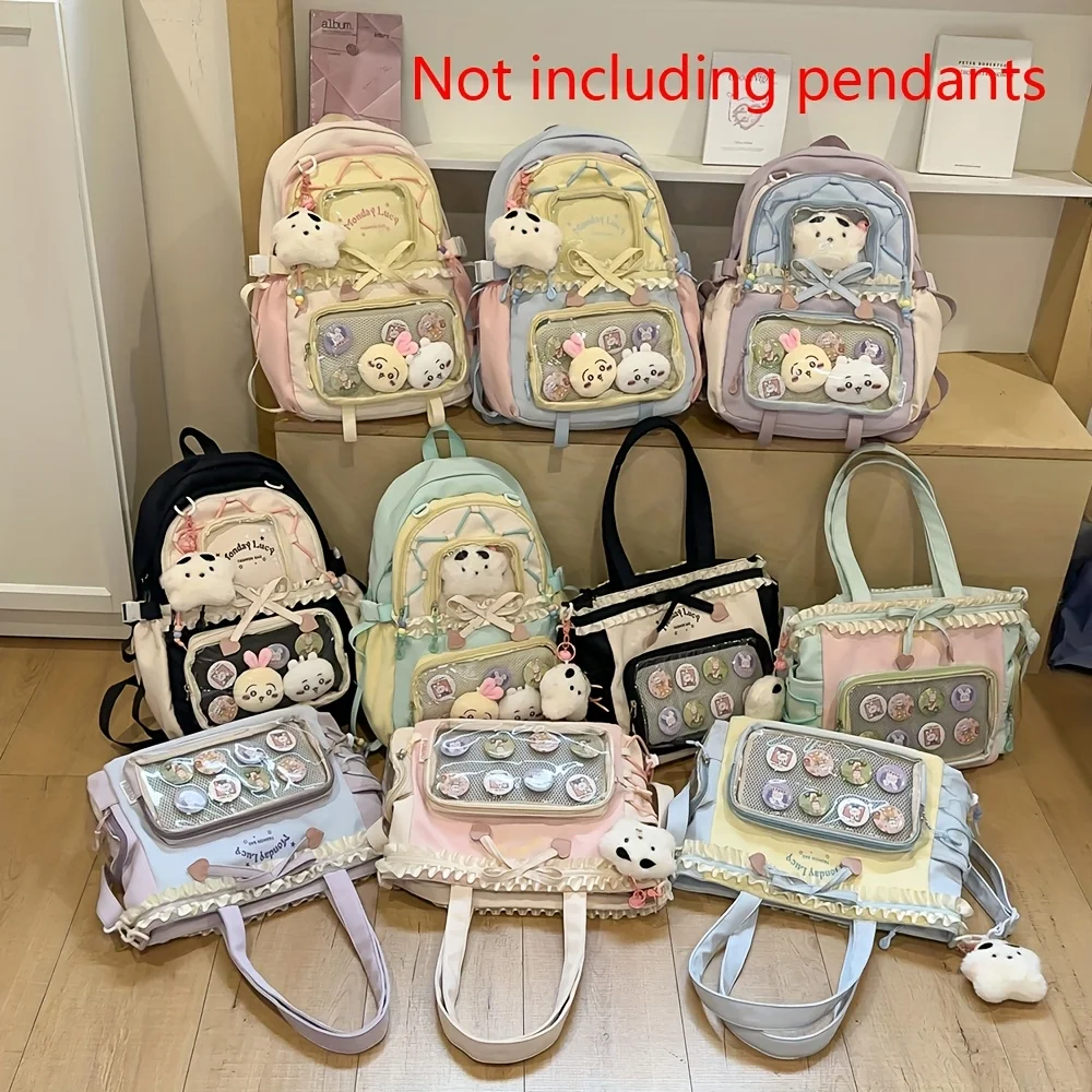 

Two-Piece Pain Bag Women's Bag Set Back to School Season Back to School Season Backpack Lace Lightweight Cute Girl Backpack 2025