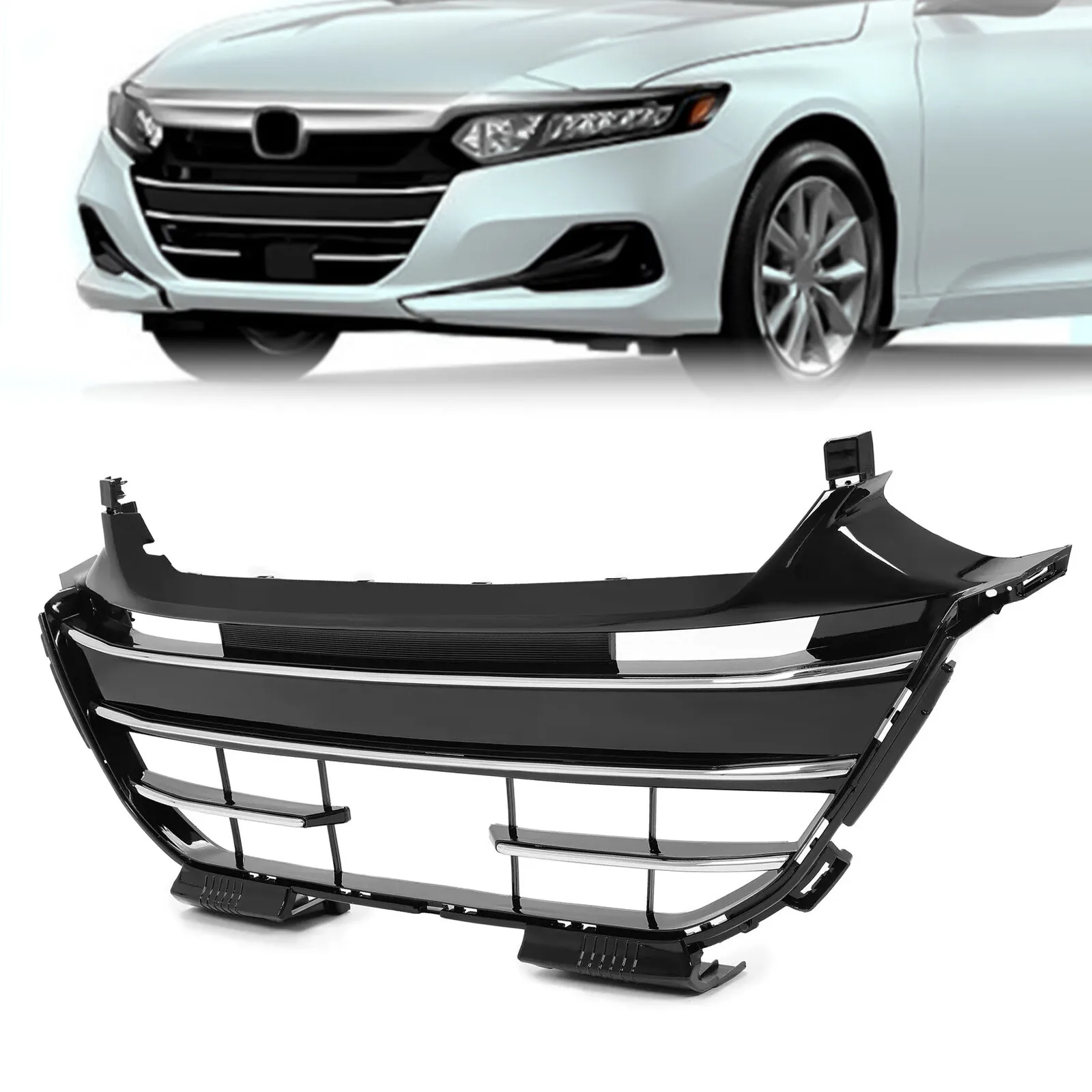

Bumper Face Bar Grilles Lower w /Chrome Trim For Honda Accord 2021-2023