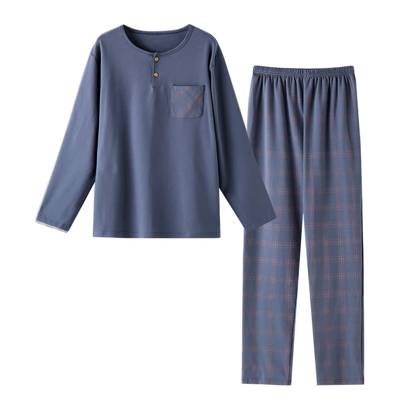 Ensembles de pyjamas College de lettres pour hommes, pantalons à carreaux, pur coton, vêtements de nuit pour hommes, vêtements de nuit pour la