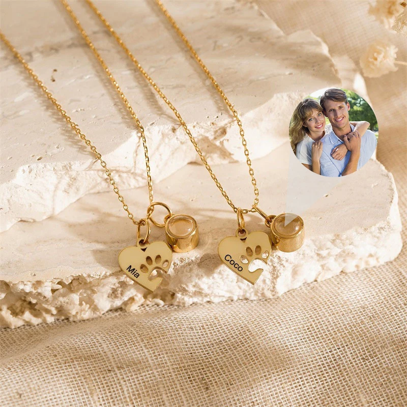 

Personalized Paw Print Necklace Customized Pet Name Necklace Custom Engraved Dog Cat Paw Pendant Necklace Pet Memorial Gift
