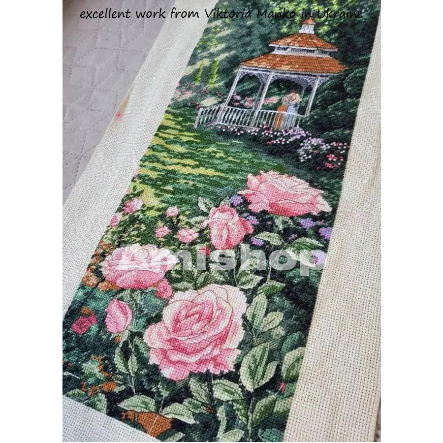Amishop-Lovely Counted Cross Stitch Kit, Paradise Found Rose Park