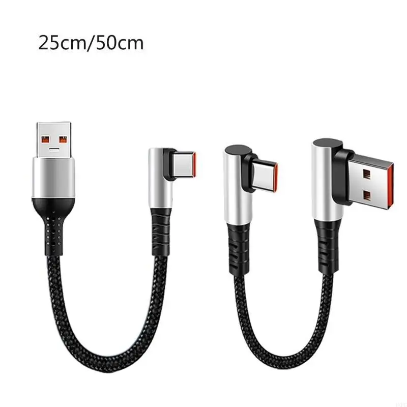 6A 0,25 0,5 M Kurzes Kabel 90 Grad Winkel USB A Zu Typ C Kabel Schnelle Lade Datenkabel Power Bank draht Für Telefon Lautsprecher