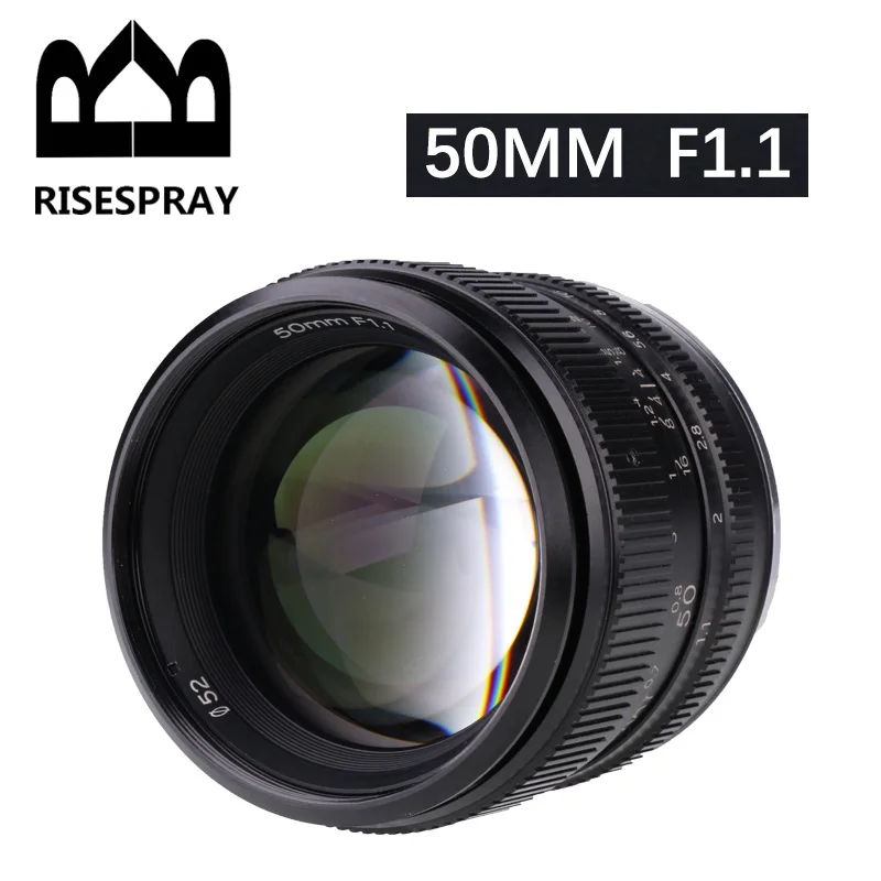 RISESPRAY 50MM F1.1 II APS-C Mirrorless Camera Lens Large Aperture Manual Focus For Canon Sony Fuji M4/3 Olympus Panasonic