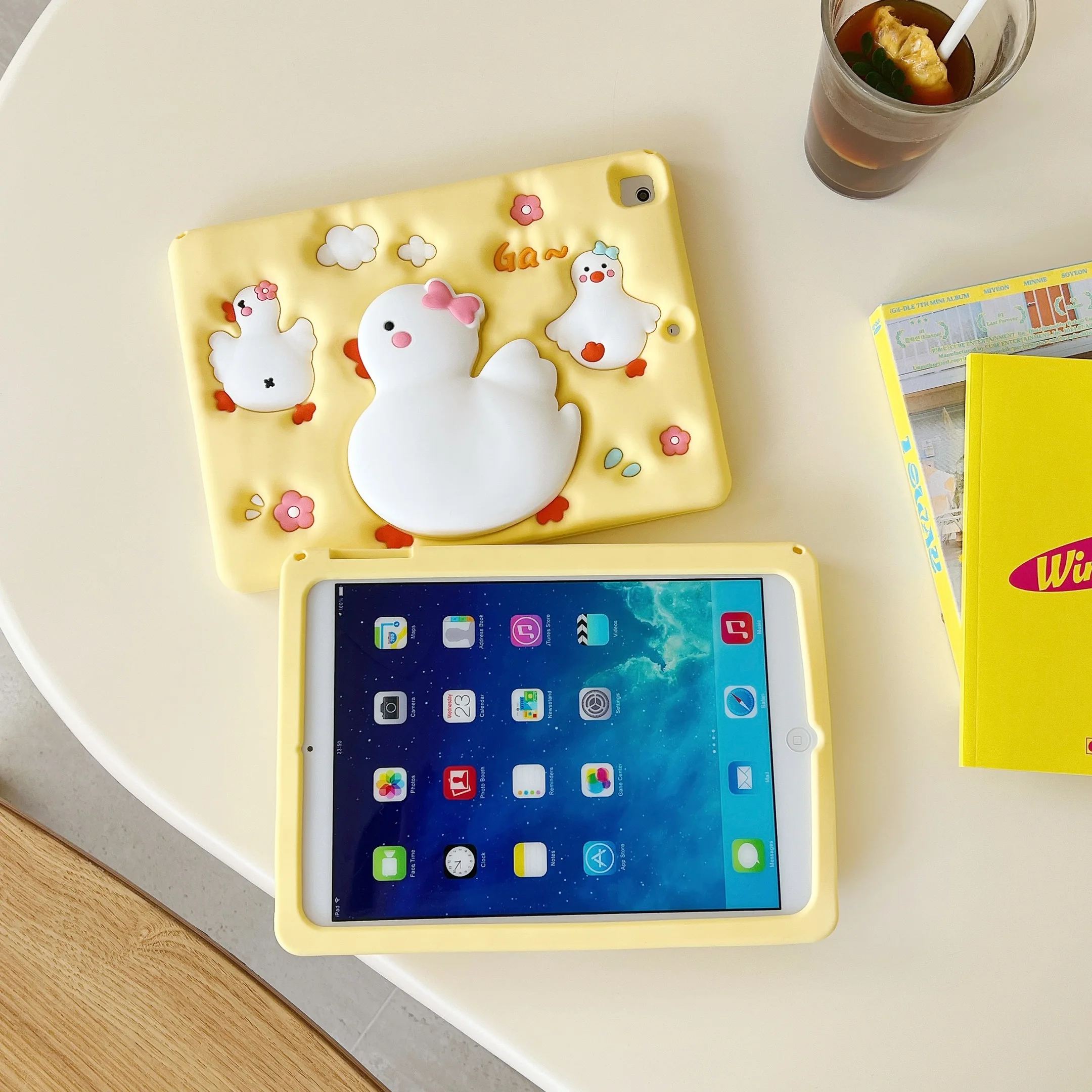 Cute Duck Tablet Case for Huawei MatePad SE 11 Air 11.5 S 2024 2023 2021 Soft Silicone Scalable Standing Cover Kids Funny Coque