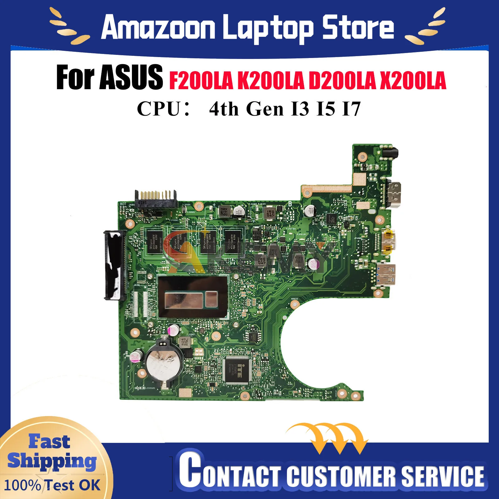 

X200LA Материнская плата для ноутбука ASUS VivoBook X200LA K200LA X200L F200LA D200LA Материнская плата для ноутбука с процессором I3 I5 I7 100% тестирование ОК