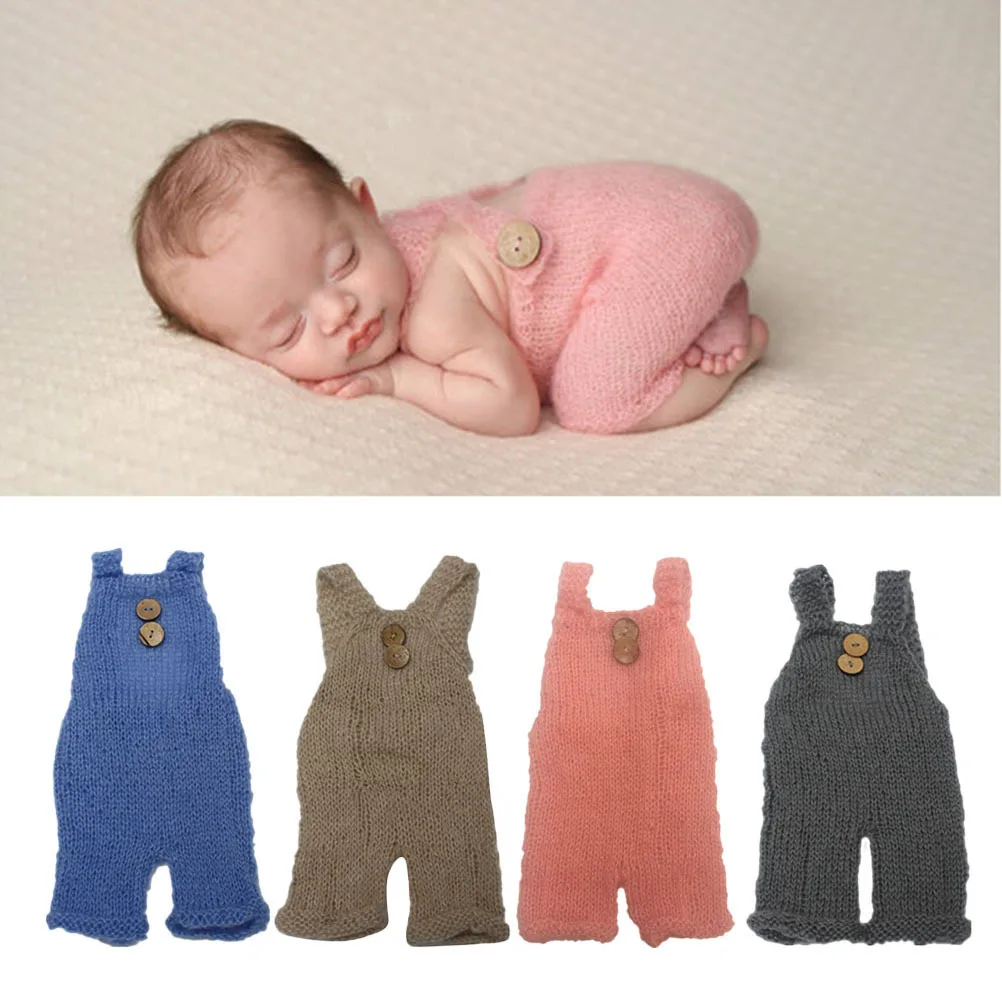 

Newborn Baby Costume Suspender Pants 0-3 Months Pink Adorable Photo Props Comfortable Daily Dressing Baby Photo Props