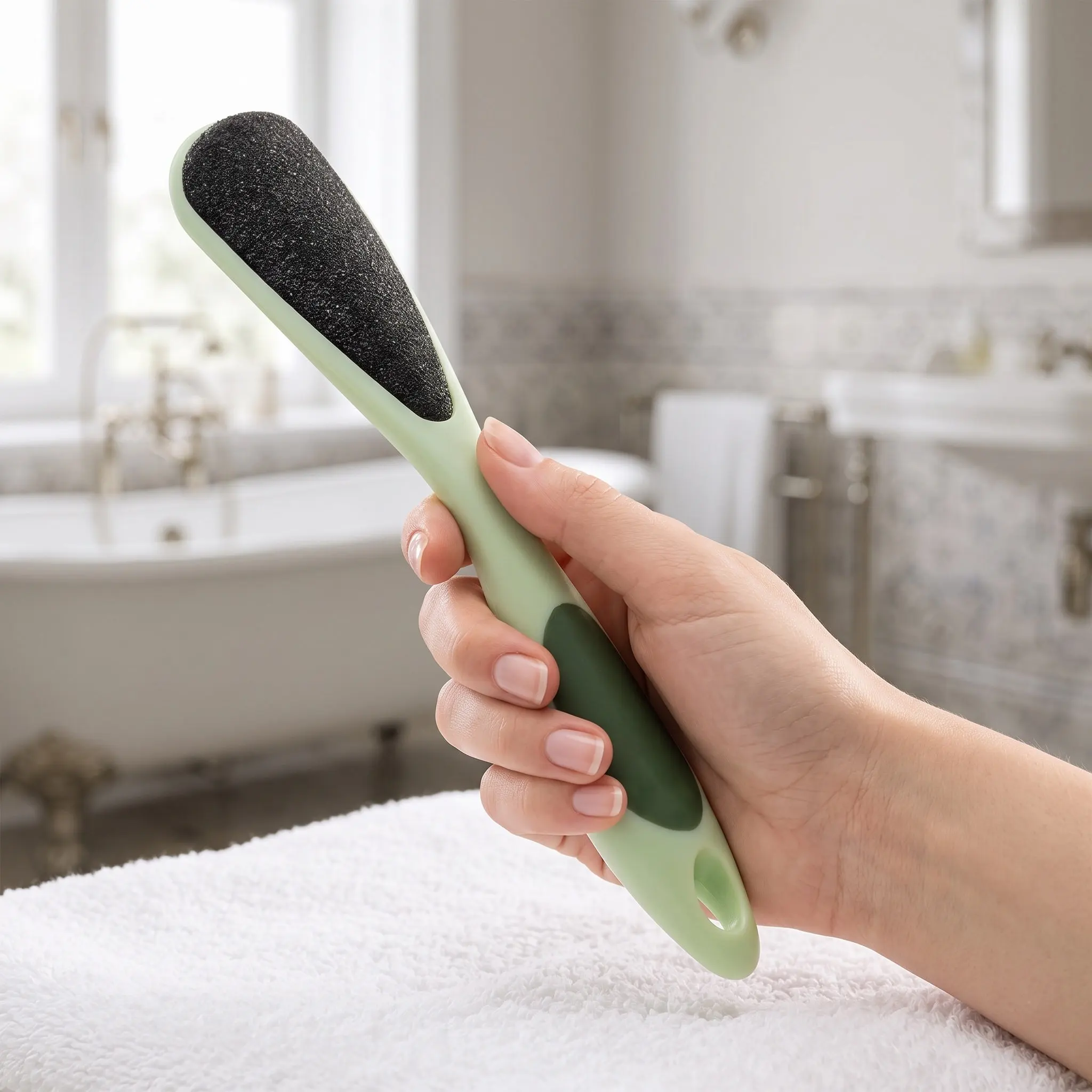 Double-Sided Foot File with Long Handle – Ergonomic Callus Remover for Home Pedicure & Foot Care