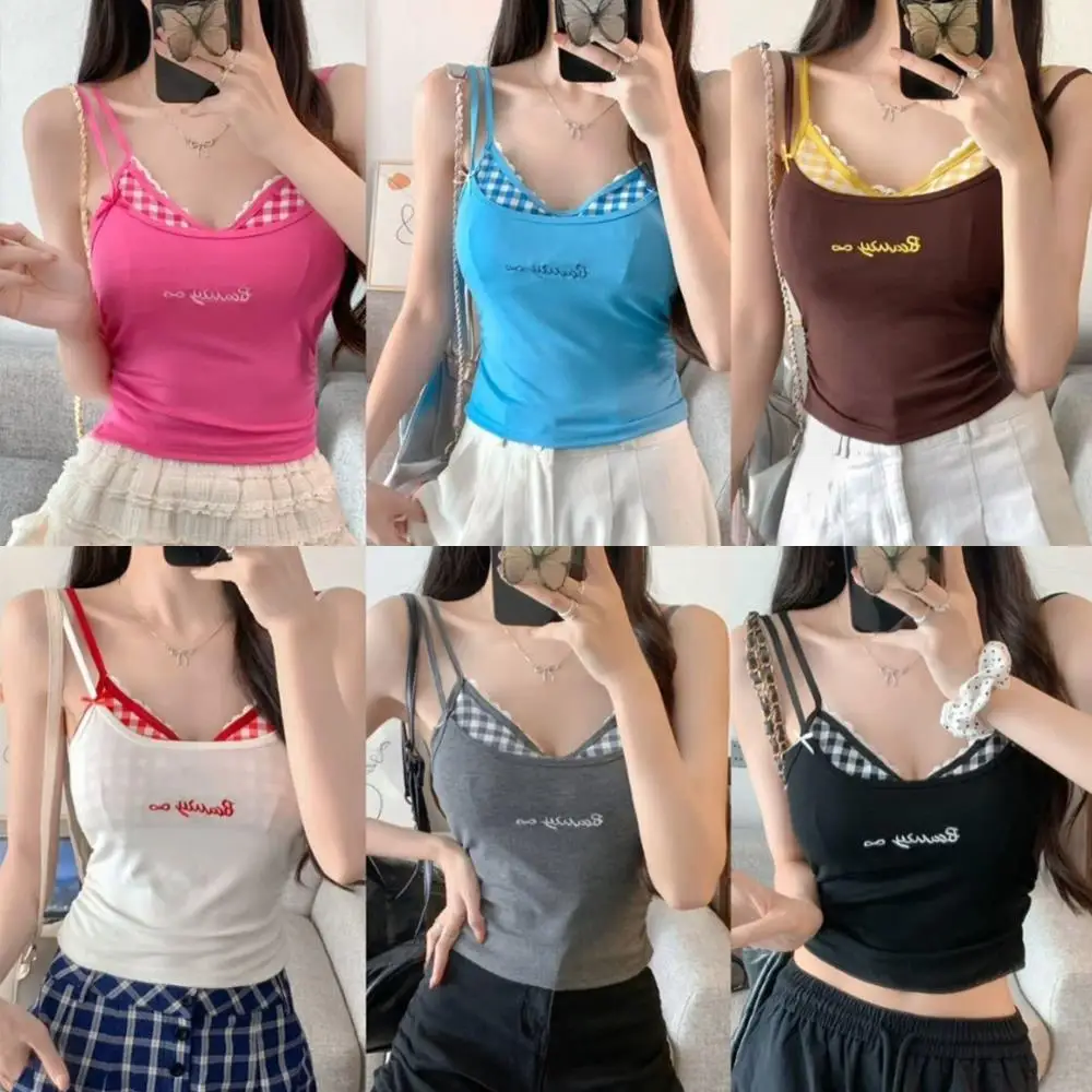 

Mini Tank Top With Chest Pad Sexy Strap Vest Backless Innerwear Camisole Sweet Spicy Girl Vests Summer Inner Wear Women Tops