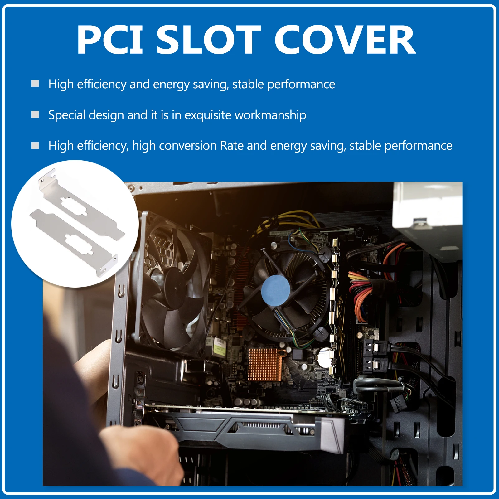 

20 pcs Computer Case PCI Slot Cover Vented Graphics Card Blank Plate Silver Dustproof Heat Dissipation Expansion Bracket