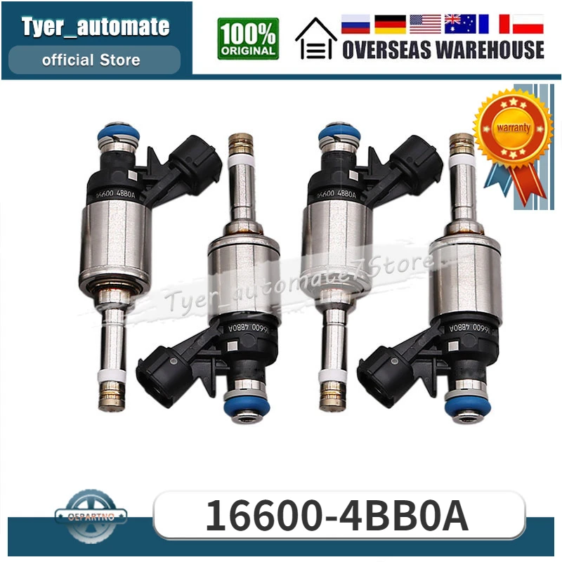 

16600-4BB0A 166004BB0A For Nissan Set of 4 Fuel Injectors