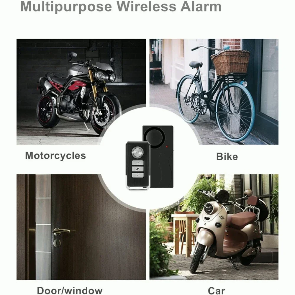 WSDCAM Wireless Vibration Alarm with Remote Control Anti-Theft Alarm Door and Window Alarm Motorcycle Bicycle Security Sensors