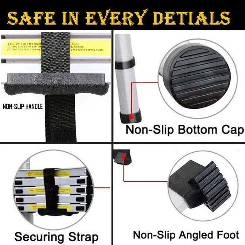 16.5ft Telescoping Ladder A-Frame Extension Portable Aluminum Telescoping 16 Steps Ladder 330lb Load