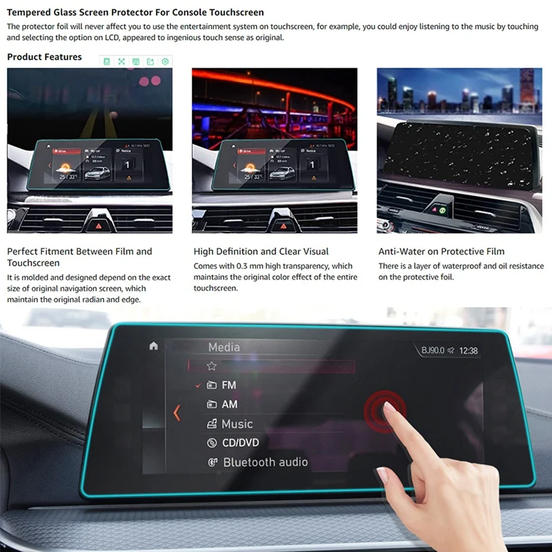 For BMW 5 Series G30/G31 2017-2020 10.25-Inch GPS Navigation Touch-Screen Protector Center Display Tempered Glass Film