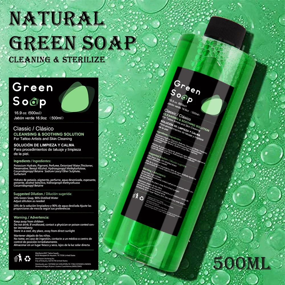 

1/8.5/16.9oz Tattoo Green Soap High Concentration Original Liquid Cleaning Liquid Foam Rich Tattoo Cleaning Products
