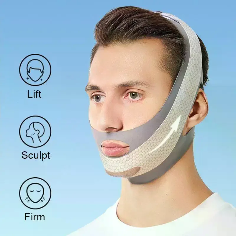 قناع الوجه للذقن المزدوجة، قناع الوجه الرقيق، ضمادة التخسيس، حزام العناية بالبشرة، شكل رفع يقلل من ترقق الوجه للرجال #3