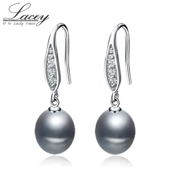 Natural Black Pearl Earrings Jewelry For Women, 925 Silver Pearl Drop Earring Fine Jewelry Wife Mother Birthday Gift Pink Gray
