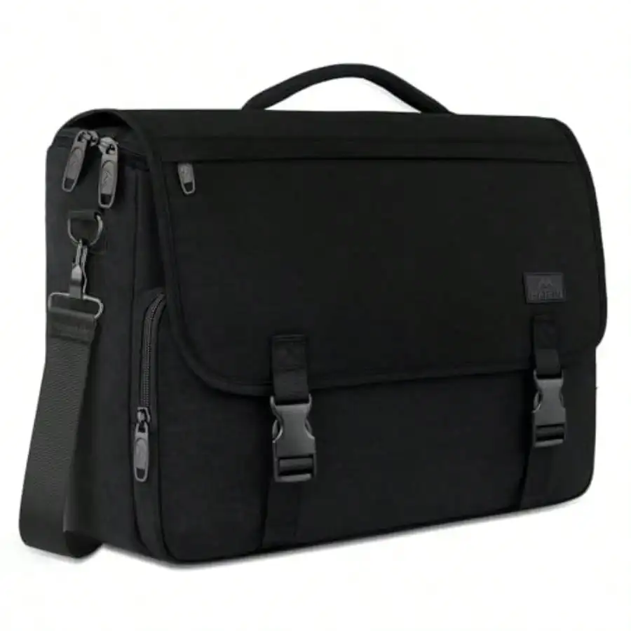 

Messenger Bag For Men Briefcases Lightweight Men's Laptop Bag 15.6 Inch Water Resistant Crossbody School Satchel Bags Computer Work Office Bag With Shoulder Strap Black