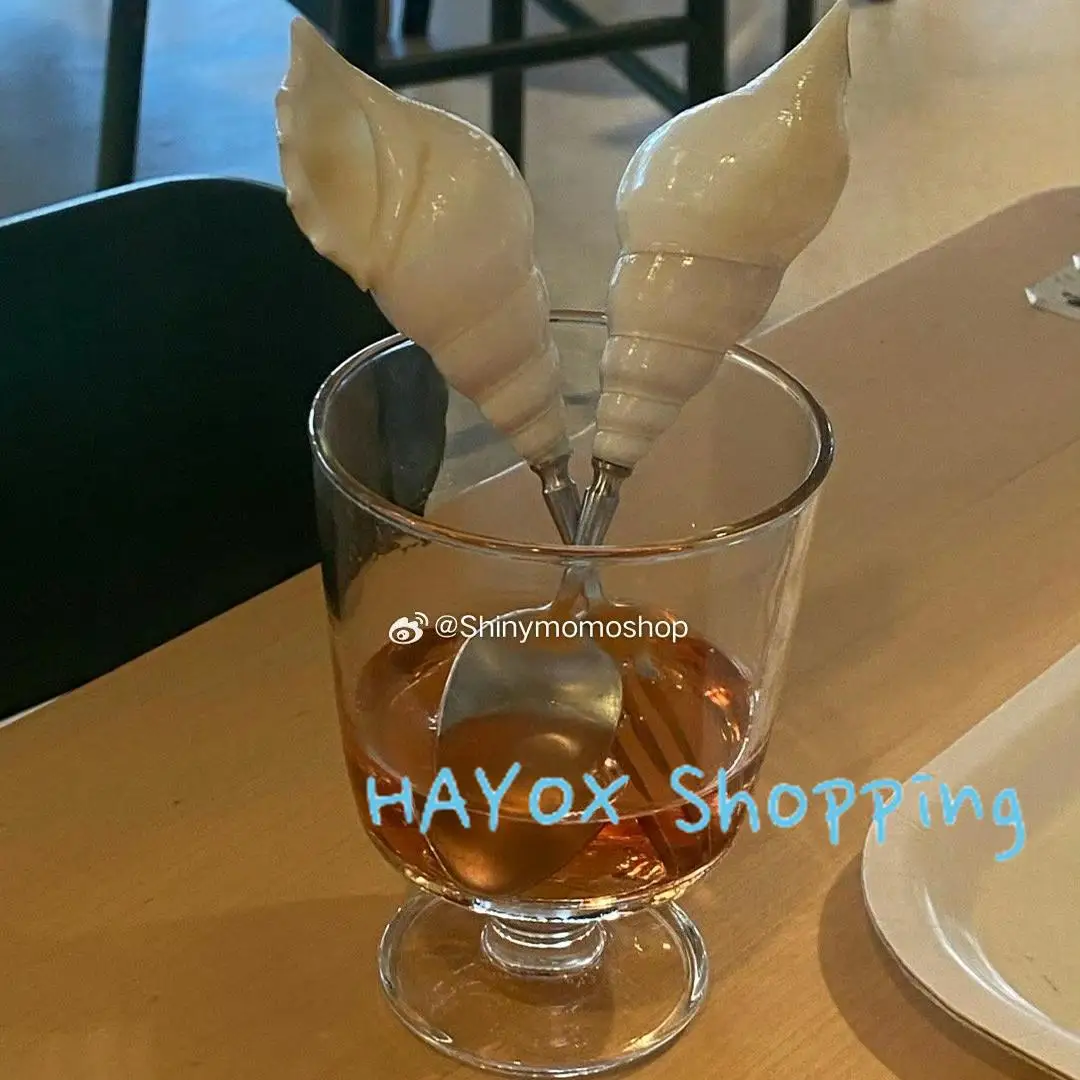 Shell Shape Stainless Steel Fork Spoon Tableware Set，Creative Conch Tableware, Photography Props Dessert Cake Tableware