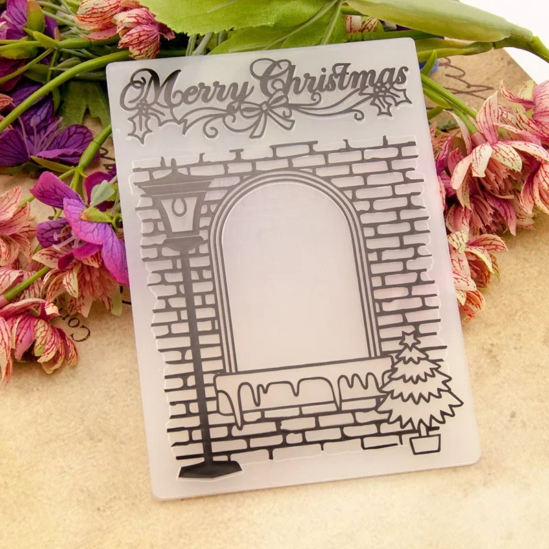 

Merry Christmas Background Embossing Folder for Making Floral DIY Plastic Scrapbooking Photo Album Card Paper Craft Decoration