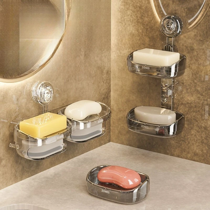 

Double Layer Soap Box with Sponge Holder Non Slip Drainage Bathroom Soap Dish