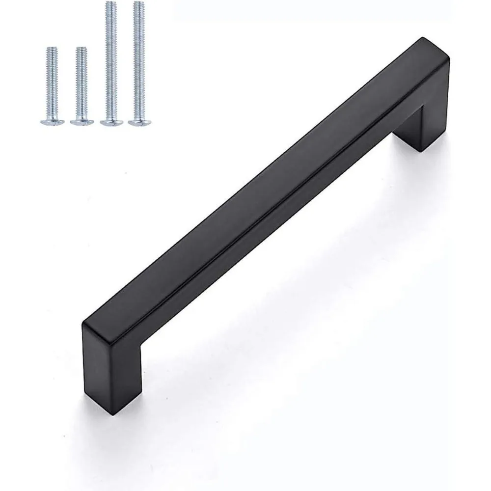 200 Pack Cabinet Handles Black Cabinet Pulls 6-1/4in Hole Centers Cabinet Hardware Pulls for Kitchen Cabinets