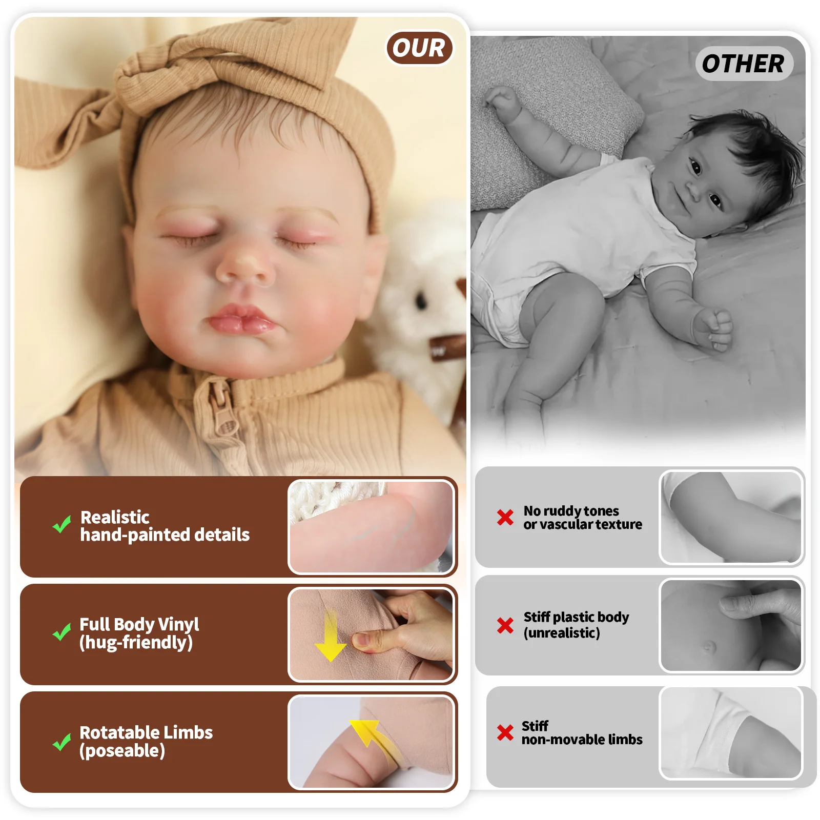 Bambole per neonati rinate realistiche: bambole realistiche per neonati da 20 pollici, corpo in tessuto morbido con giocattolo per l'alimentazione per bambini dai 3 anni in su