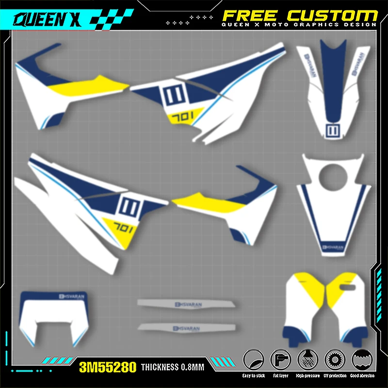 

QUEEN X MOTO Custom Team Graphics Decals Stickers Kit For Husqvarna Decal 15-20 701 SUPERMOTO ENDURO 2015-17 2018 2019 2020 018