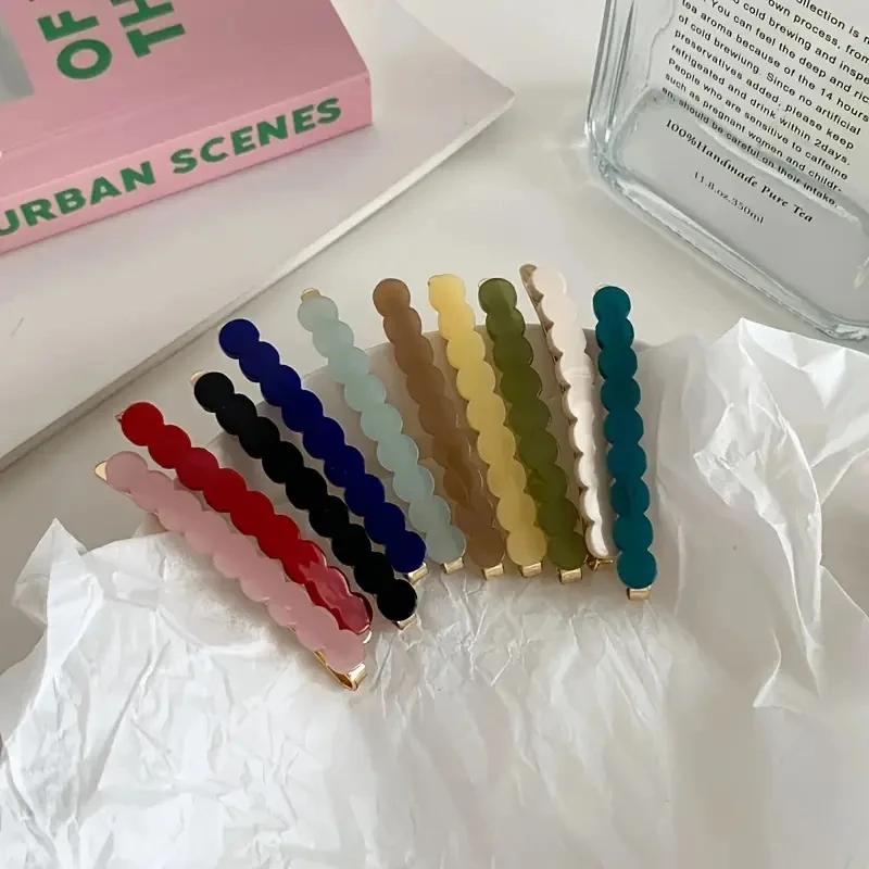 2pcs/set Cute Bobby Pins Acetate Hair Clip Side Pin Colorful Barrettes Lace Wave Geometric Hairpin Girls Women Hair Accessories