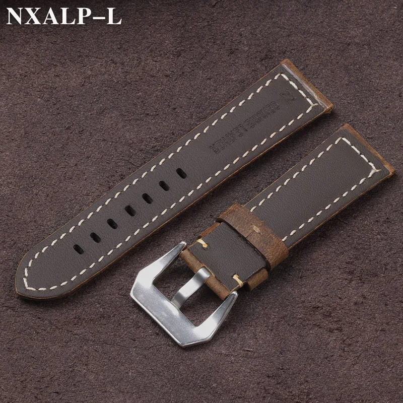 خمر جلد طبيعي حزام (استيك) ساعة لبانيراي ل Seiko ل أوميغا ماتي جلد البقر سوار الرجال اكسسوارات 20 مللي متر 22 مللي متر 24 مللي متر 26 مللي متر