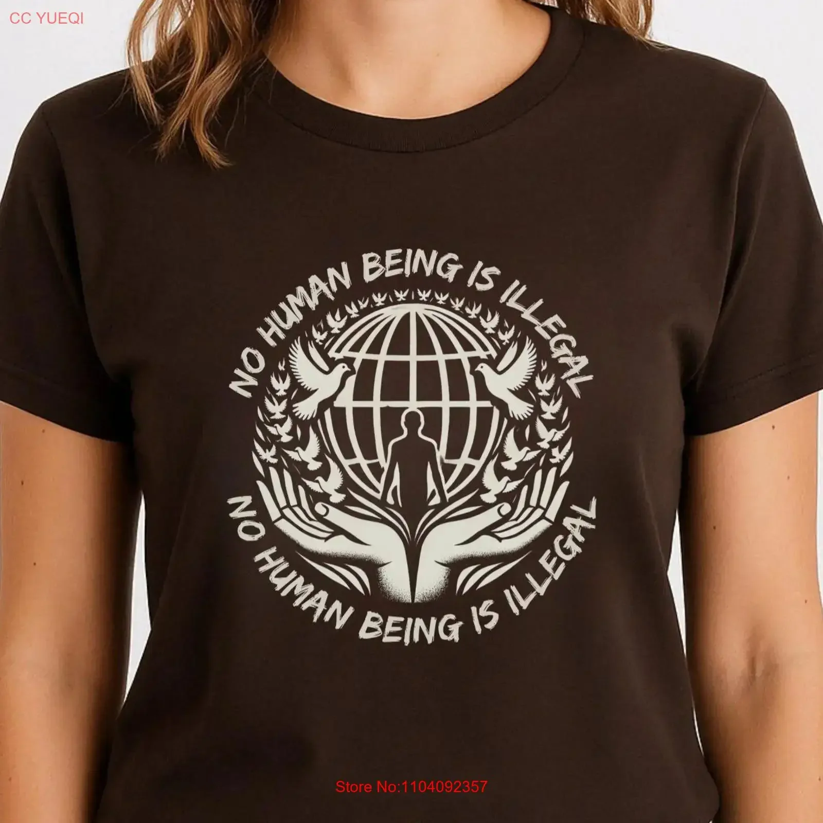 No Human Is Illegal T Shirt Immigrant Rights Dignity Activist ProtesT Global Justice Apparel Equal  vintage Washed Unisex homme