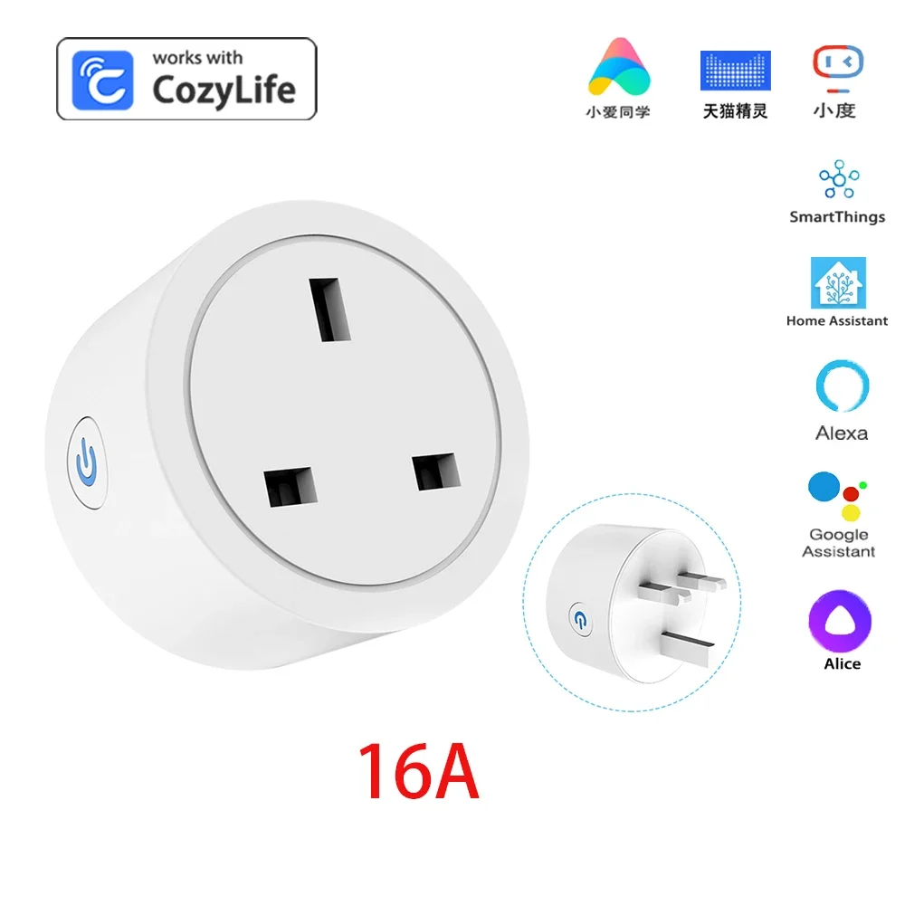 HomeKit WiFi 16A UK Smart Socket AC100 ~ 240V presa ad alta potenza APP telecomando Timer Plug funziona con Alexa Google Siri HA