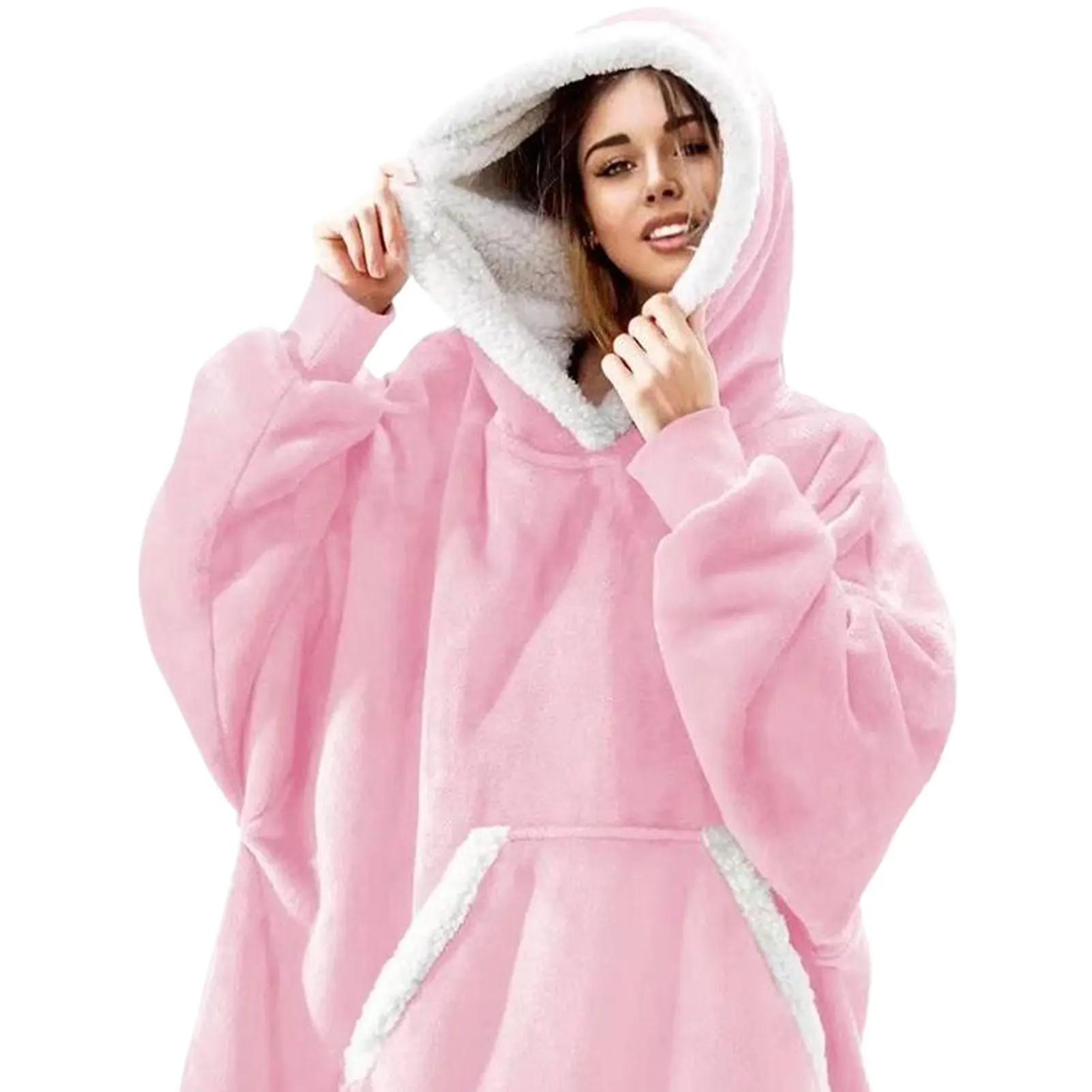 Wearable Blanket Hoodie Women Men Oversized Flannel Sherpa Fleece Hooded Soft Cozy Warm Blanket Blanket Sweatshirt Gifts