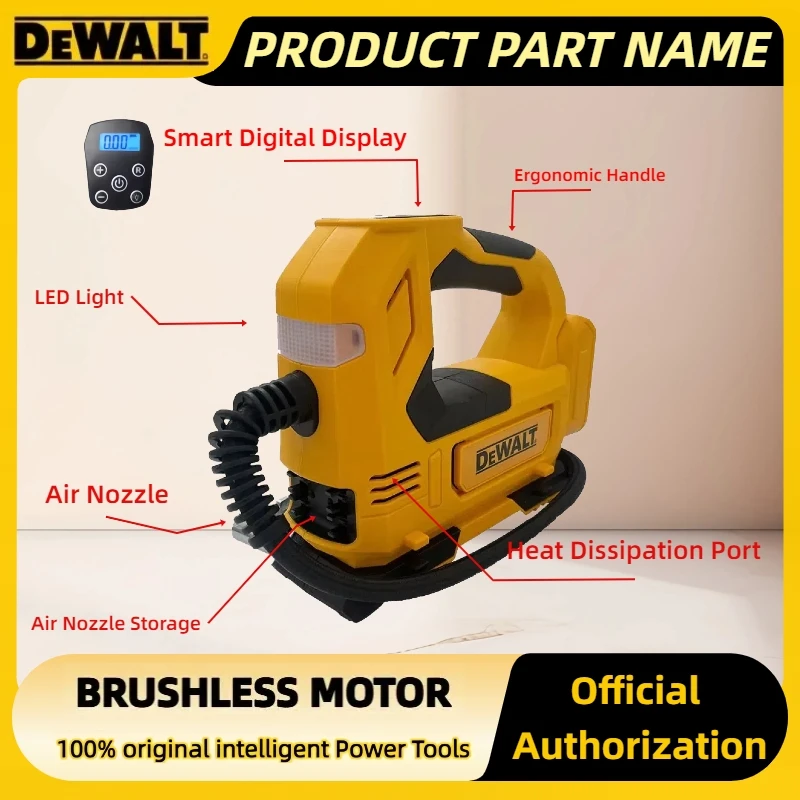 Dewalt Intelligente Elektrowerkzeuge, 20 V, bürstenlos, automatischer Akku-Inflator, elektrische Luftpumpe, Hand-Autoreifen-Luftkompressor