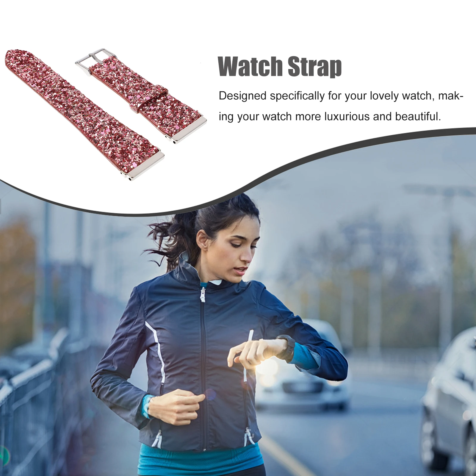 

Glitter Watch B Watchstrap Wristb Replacement Sturdy Durable Comfortable Soft Environmental Birthday Wedding Gift