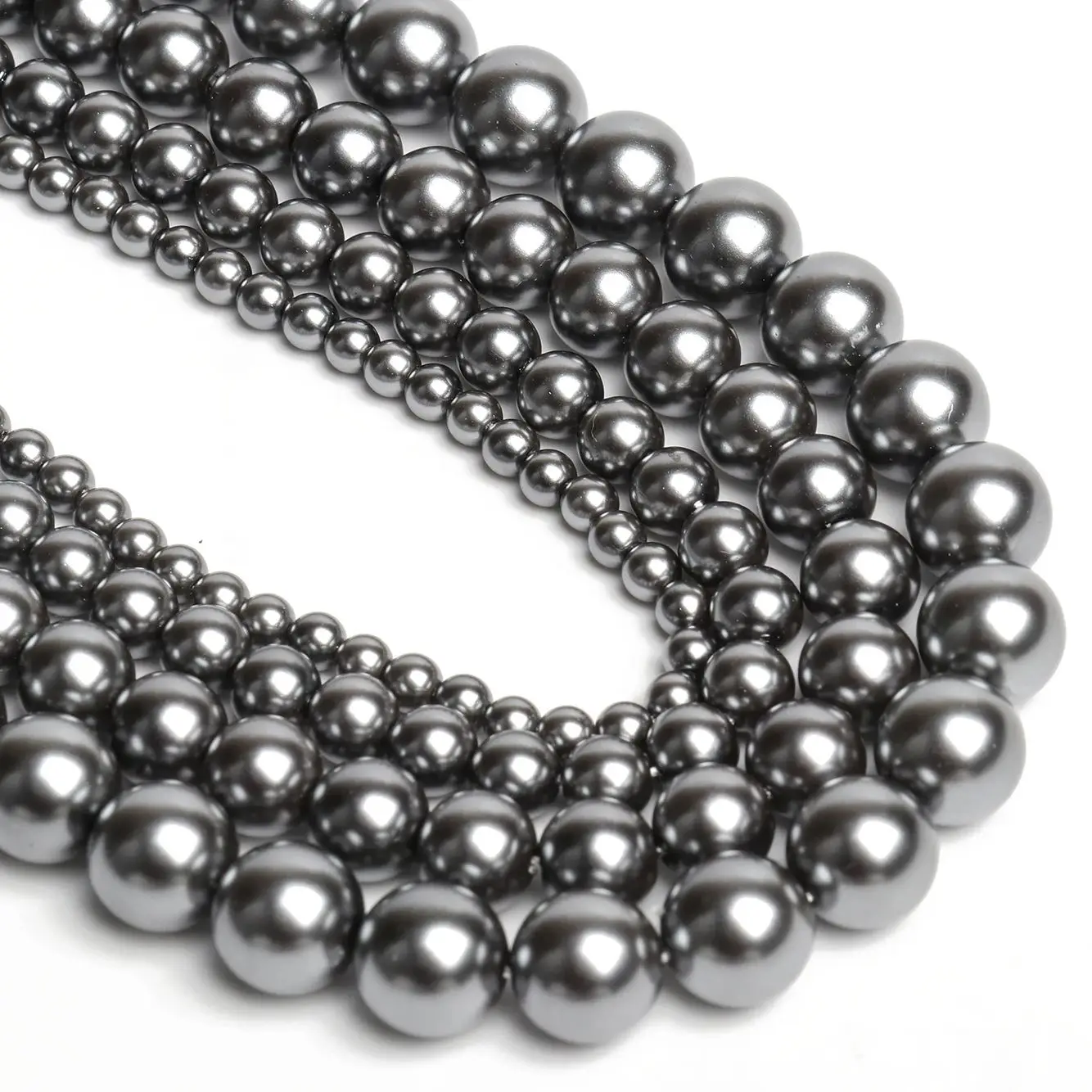 4-10mm Dark Grey Imitation Pearl Glass Beads Round Spacer Beads Diy Handmade Bracelet Bead Accessories For Jewelry Making