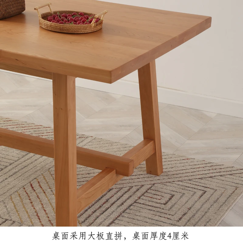 طاولة طعام من الخشب الصلب الاسكندنافي، طاولة طعام مستطيلة لغرفة المعيشة المنزلية، طاولة اجتماعات بسيطة لطاولة العمل #3