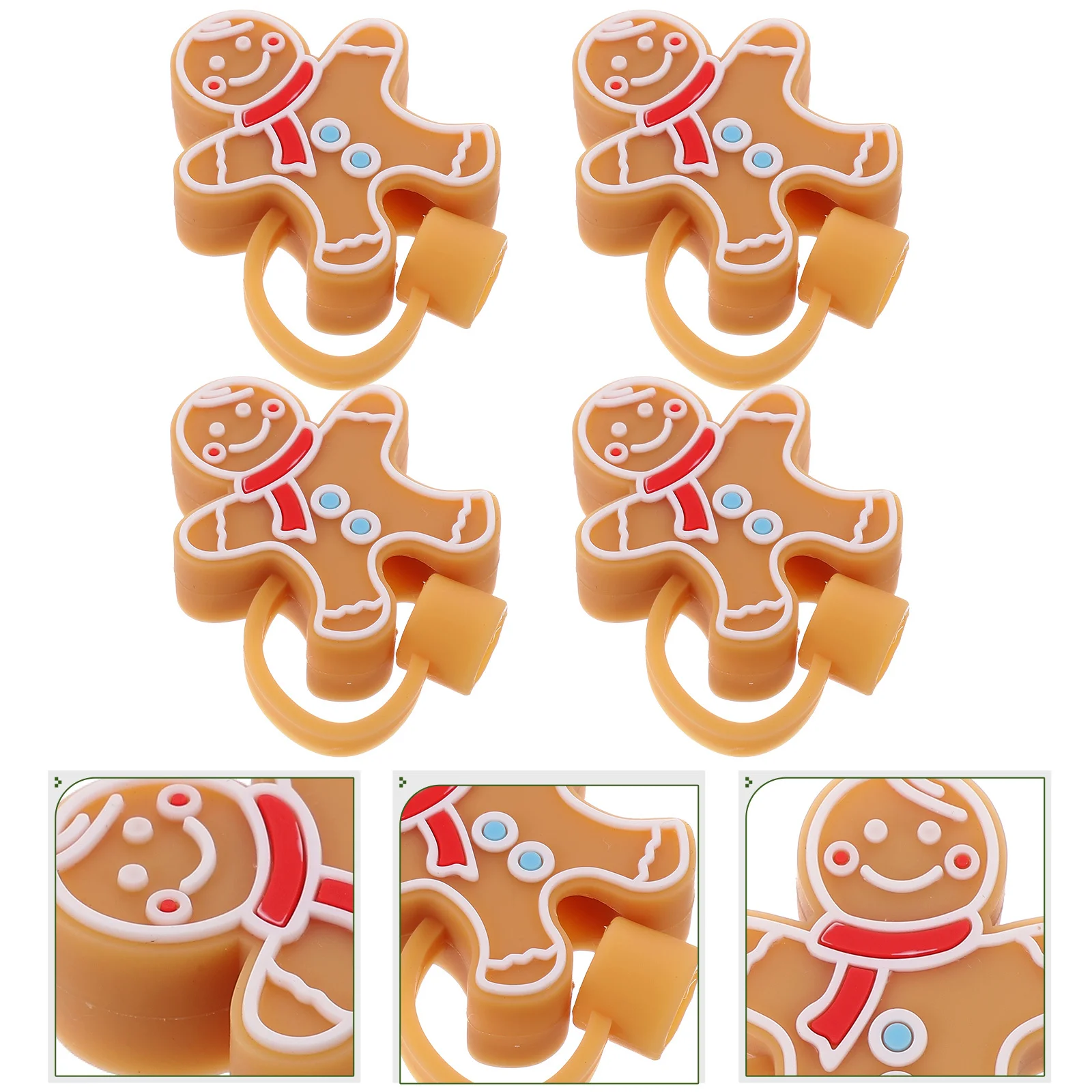 

4pcs Reusable Caps Cute Cartoon Toppers For Tumblers Silicone Straw Tips Protector End Straw Charms Plugs Covers