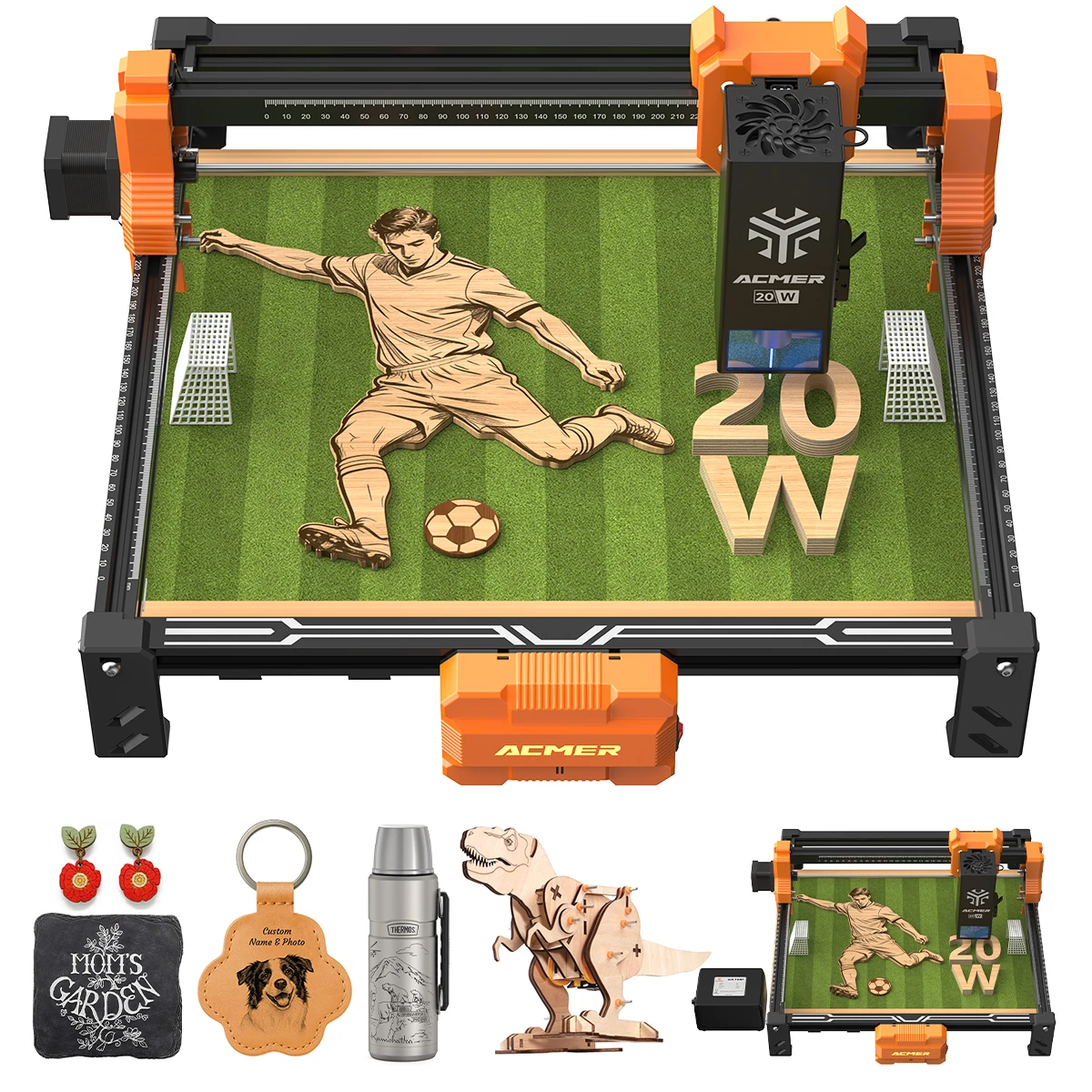 Machine de découpe et de gravure laser professionnelle ACMER S2 20W, haute précision, portable, avec pompe à air 25L, cadeau d'entreprise