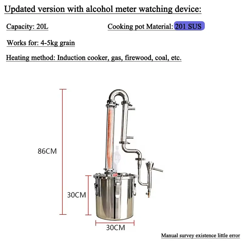 Used Alcohol distiller Liquor Distilling Equipment for Wine Beer Brewing Machine Destillation Alcohol at Home 20L Home Kitchen