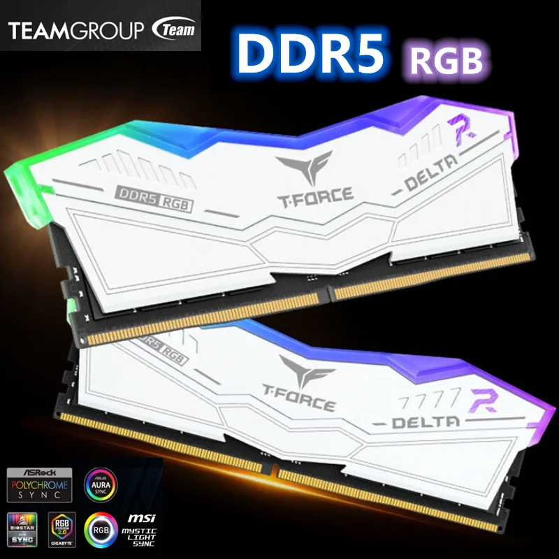 TEAMGROUP T-Force Delta RGB DDR5 Ram 32GB (2x16GB)  24g 6000MHz 6400MHz 7200MHz 7600MHz Intel XMP 3.0 & AMD Expo Desktop Memory