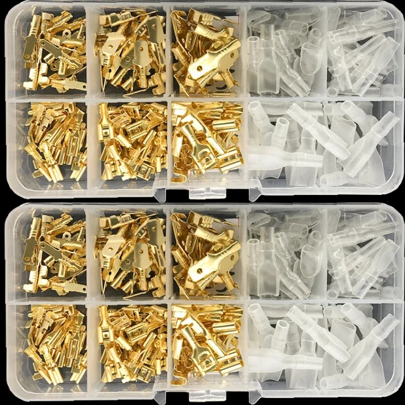 

180PCS Male and Female Wire Spade Connector Insulating Sleeve Terminal Assortment Kit for Car Audio Speaker 2.8mm 4.8mm 6.3mm