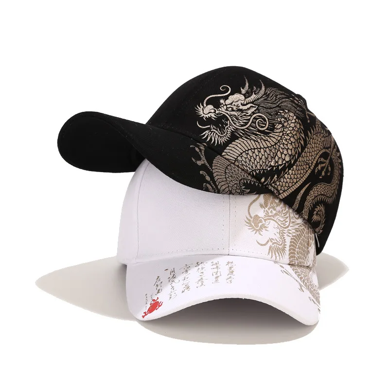 New Spring summer Chinese Style Dragon Design Pattern Cotton Outdoor Caps Mens Handsome Peaked Cap Cool Hip Hop Baseball Hat