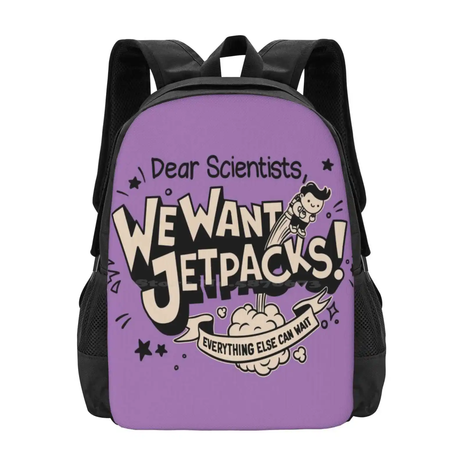 We Want Jetpacks! Hot Sale Schoolbag Backpack Fashion Bags Jetpack Science Scientist Stars Smoke