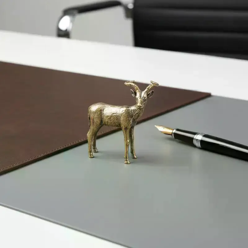 Vintage Brass Leader Sheep Statue Desktop Ornament Metal Cute Figurines Miniatures Home And Office Decoration Car Ornaments