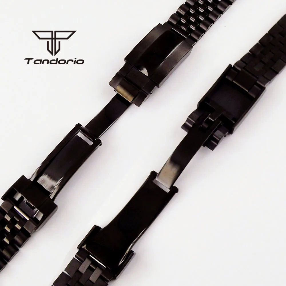 20mm Width Black PVD Stainless Steel Jubilee Bracelet Bracelet Clasp Watch Parts Replacements