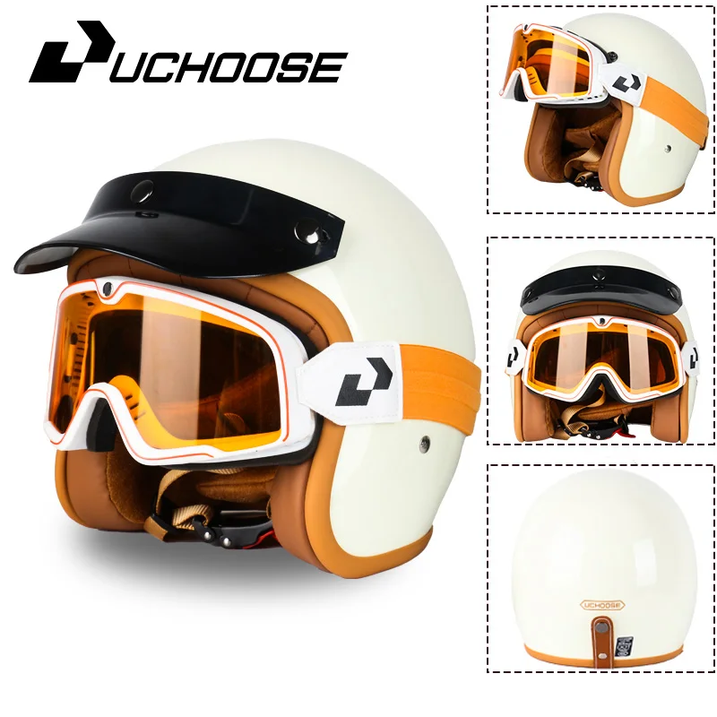 

New retro half helmet motorcycle helmet three-quarter helmet motorcycle electric car 3/4 half helmet ride commuting all seasons