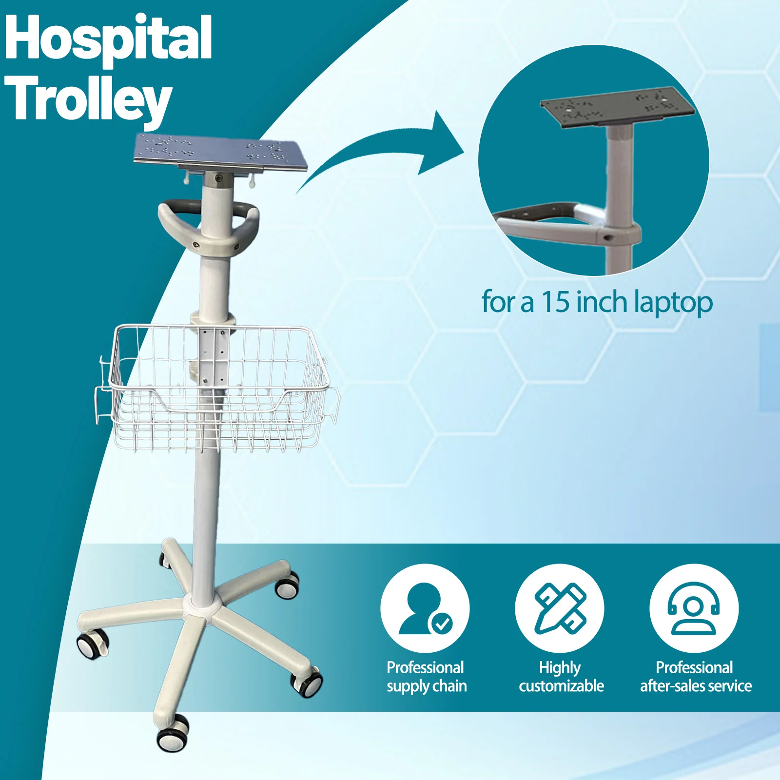 Airow Ultrasound Cart Endoscope Medication Basket Equipment Trolleys Beauty Price Emergency Machine Adjustable Medical Trolley