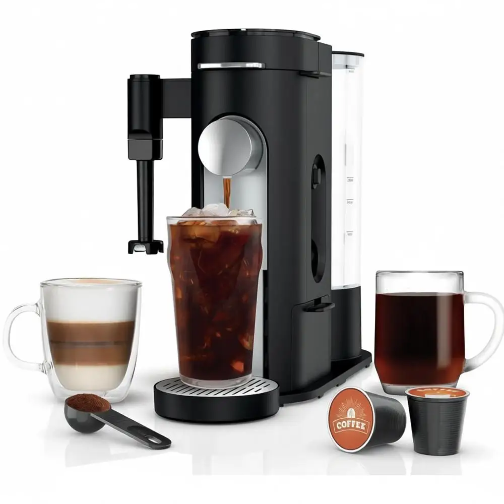 Single Serve Coffee Maker with K-Cup Pod and Ground Compatibility, 4 Brew Styles, 24oz Sizes, 56oz Reservoir, Black
