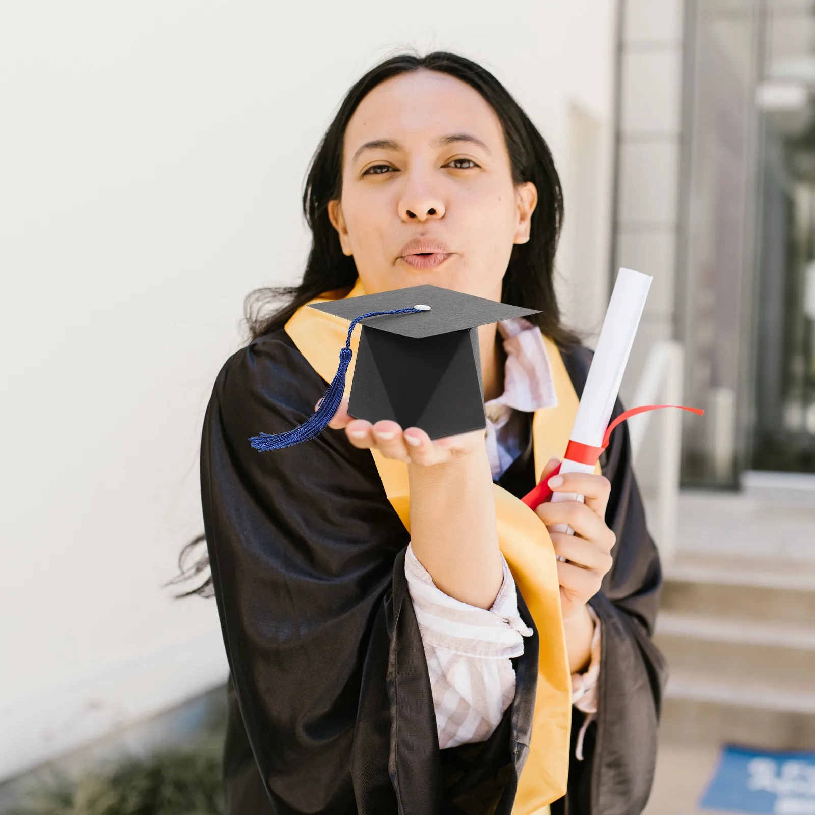 

50 шт. коробок для конфет на выпускной вечер, в форме академической шапочки, бумажные подарочные коробки для сладостей, печенья, упаковка для угощений