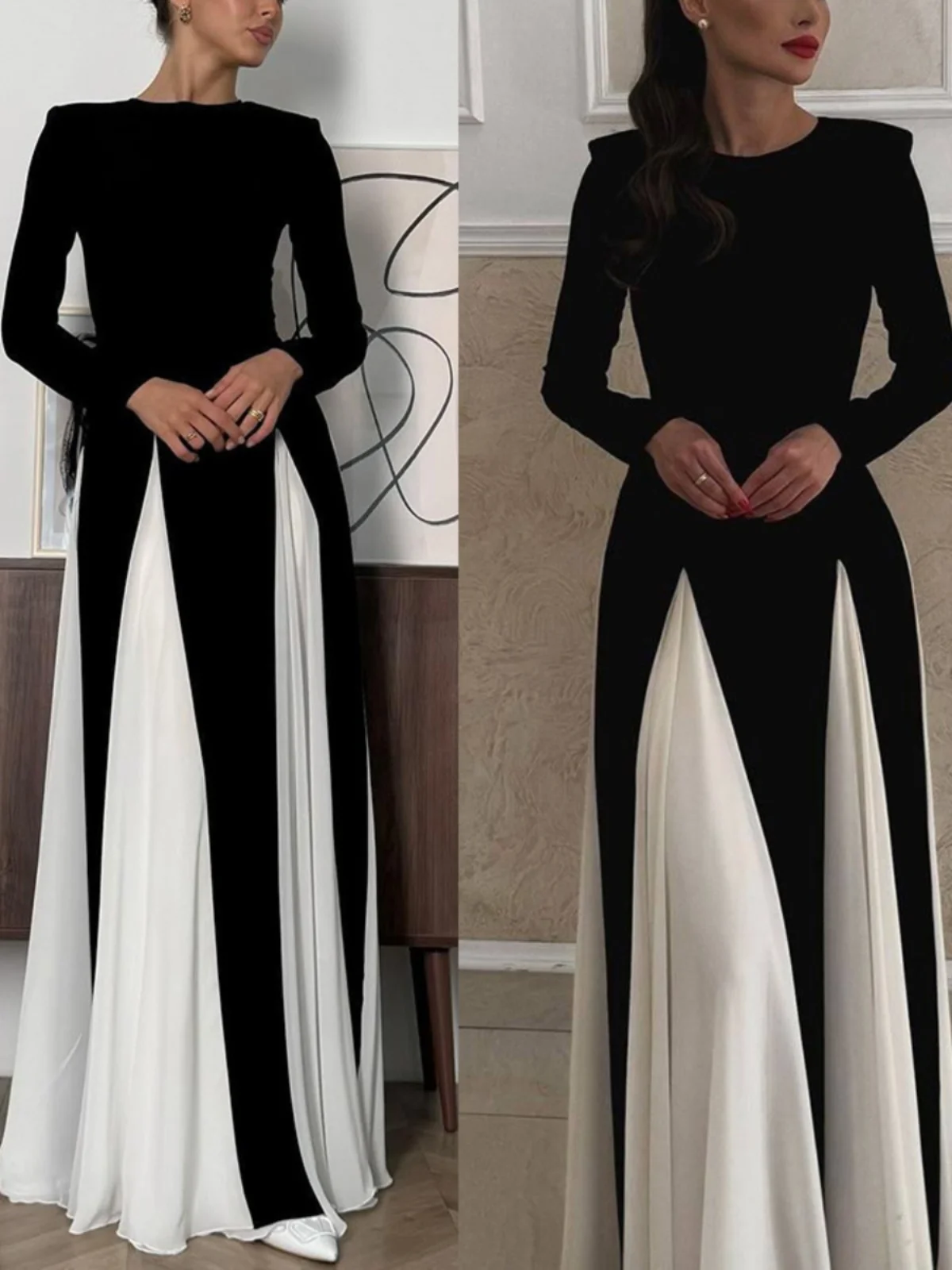 

Классическое облегающее платье в русском стиле, элитное, сексуальное, женское, повседневное, с цветными блоками, со средней талией, с длинными рукавами, в пол